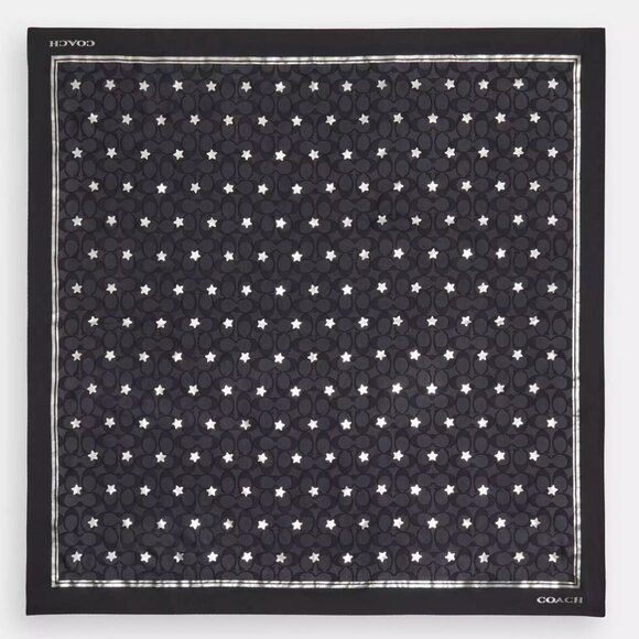 NWT - COACH Signature Twinkle Star Print Silk Square Scarf - 100% silk - 35" - Picture 2 of 3